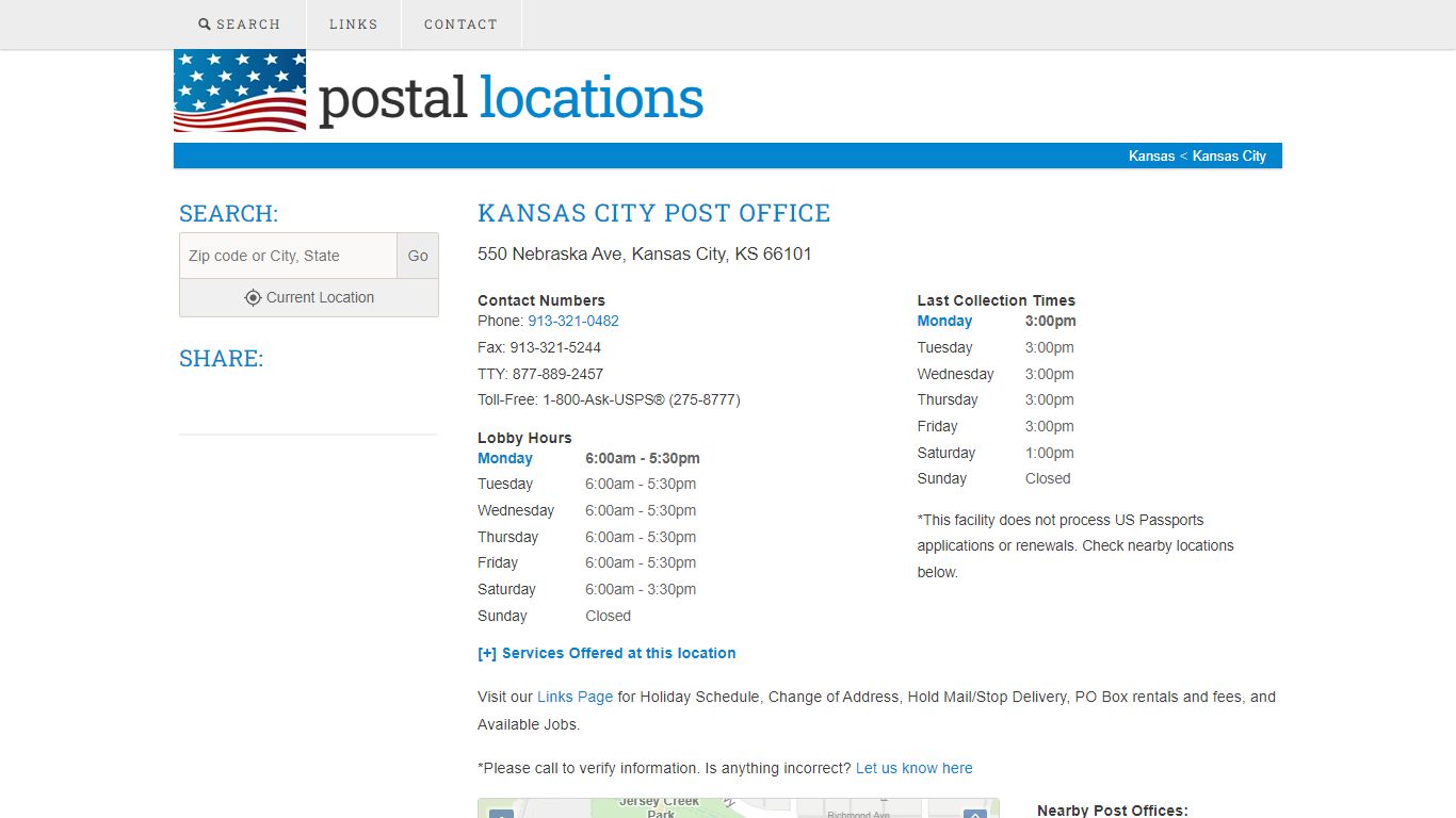 Post Office in Kansas City, KS - Hours and Location - Postal Locations